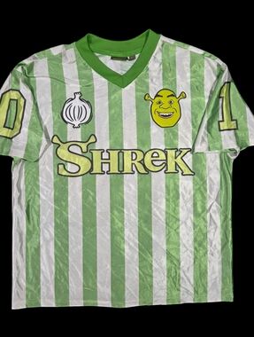Shrek Soccer Jersey DreamWorks Green White Adult Large Lightweight Streetwear